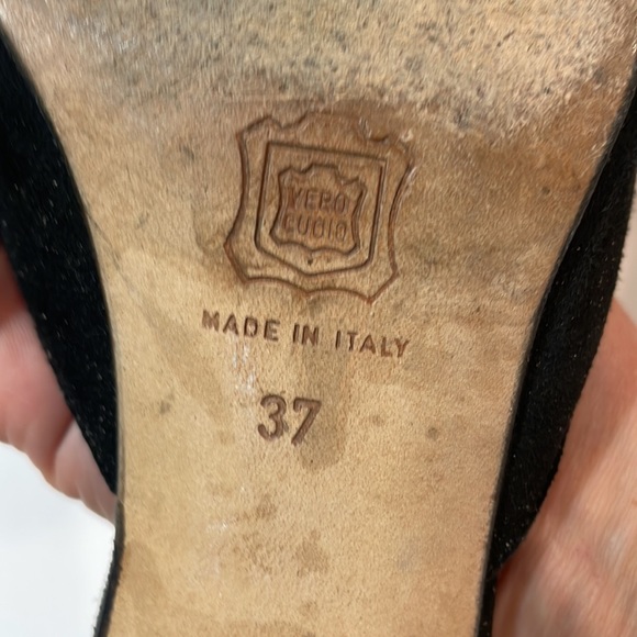 Vanessa Noel Black Suede Kitten Heel Mules - Picture 9 of 13